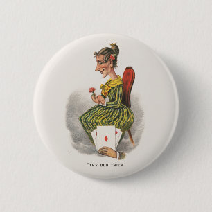 Vreemde Truc Victoriaanse Caricatuur Gestreept Jur Ronde Button 5,7 Cm