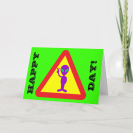 Vreemde verjaardag Alien Happy Over the Hill Kaart