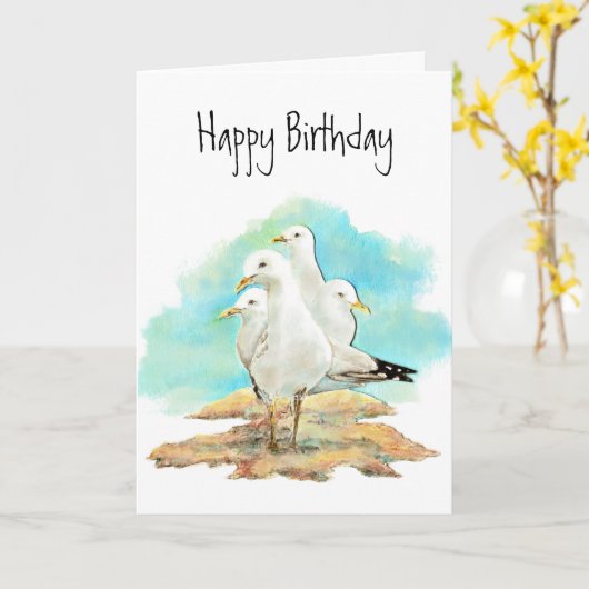 Vreemde verjaardag, van de zeegang, vogels kaart (Gele Bloem)