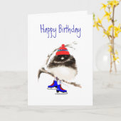 Vreemde verjaardag van Skating Chick, Cute Sport B Kaart (Gele Bloem)