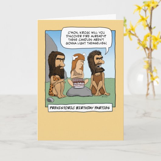 Vreemde verjaardagskaart: Prehistorische Partij Kaart (Gele Bloem)