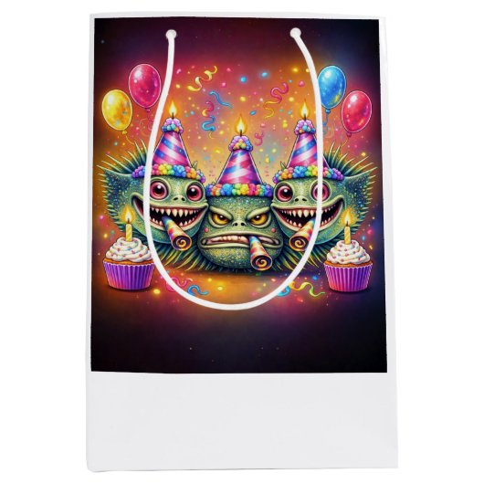 Vreemde Verjaardagsvis Hoofden Medium Cadeauzakje (Voorkant)