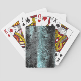 Vreemde vezelstructuur in helder blauw en zwart Ot Pokerkaarten