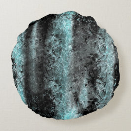 Vreemde vezelstructuur in helder blauw en zwart rond kussen