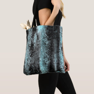 Vreemde vezelstructuur in helder blauw en zwart tote bag