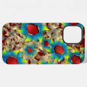Vreemde virtuele bloemen, blauwachtige bloemblader iPhone hoesje (Achterkant horizontaal)