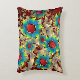 Vreemde virtuele bloemen, blauwe bladen op donkerr accent kussen