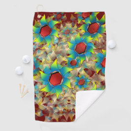 Vreemde virtuele bloemen, blauwe bladen op donkerr golfhanddoek