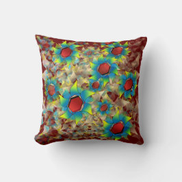 Vreemde virtuele bloemen, blauwe bladen op donkerr kussen