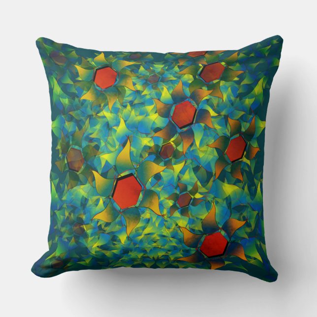 Vreemde virtuele bloemen, verbrande bladen op donk kussen (Voorkant)