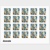 Vreemde vis party woestijn vierkante sticker (Vel)
