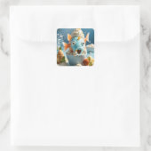 Vreemde vis party woestijn vierkante sticker (Tas)