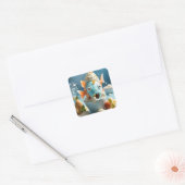 Vreemde vis party woestijn vierkante sticker (Envelop)