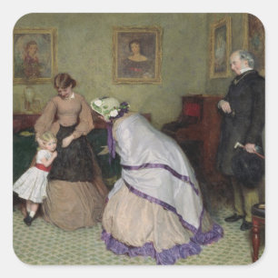 Vreemde vlakken (w/c & body color op papier) vierkante sticker