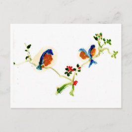 Vreemde vogels op een briefkaart