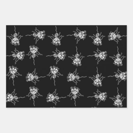 Vreemde vreemde insecten tekening motief patroon inpakpapier vel (Voorkant 2)