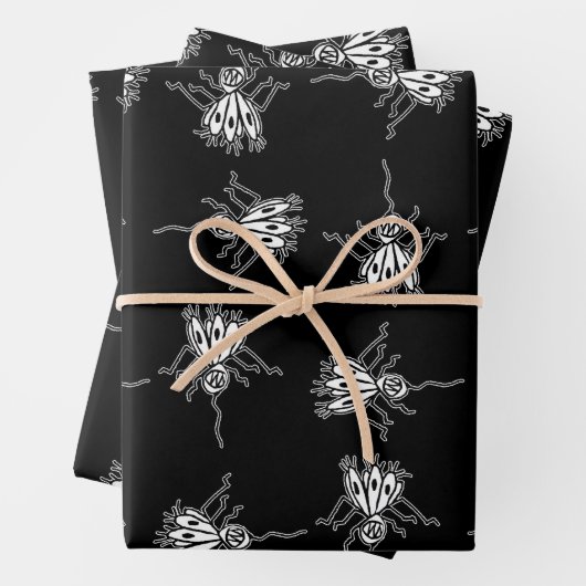 Vreemde vreemde insecten tekening motief patroon inpakpapier vel (In situ)