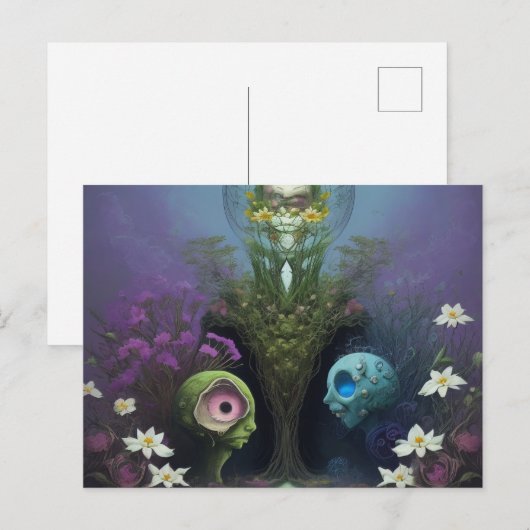 Vreemde wezens bij de Surreal Fantasy River Briefkaart (Voorkant / Achterkant)