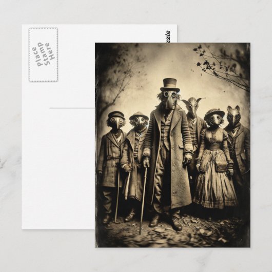 Vreemde wezens in een  foto briefkaart (Voorkant / Achterkant)