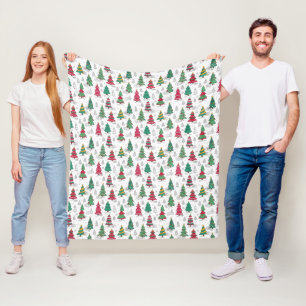 Vreemde Whimsical Gedecoreerde Kerstbomen Doodles Fleece Deken