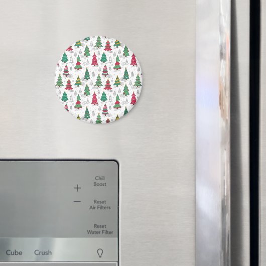 Vreemde Whimsical Gedecoreerde Kerstbomen Doodles Magneet (Insitu (Koelkast))