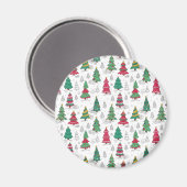 Vreemde Whimsical Gedecoreerde Kerstbomen Doodles Magneet (Voorkant / Achterkant)