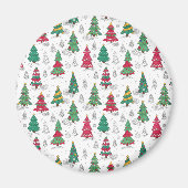 Vreemde Whimsical Gedecoreerde Kerstbomen Doodles Magneet (Voorkant)