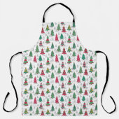 Vreemde Whimsical Gedecoreerde Kerstbomen Doodles Schort (Voorkant)