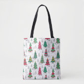 Vreemde Whimsical Gedecoreerde Kerstbomen Doodles Tote Bag (Voorkant)