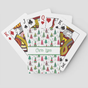 Vreemde Whimsical Versierde Kerstbomen Doodles Pokerkaarten