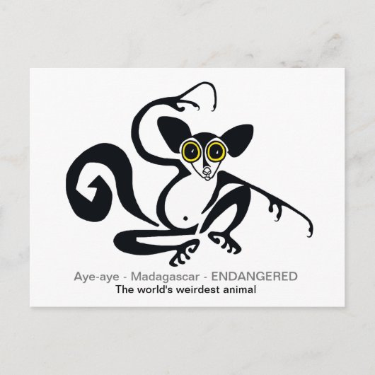 Vreemde wilde dieren - Graphic AYE-AYE - lemur- pr Briefkaart (Voorkant)