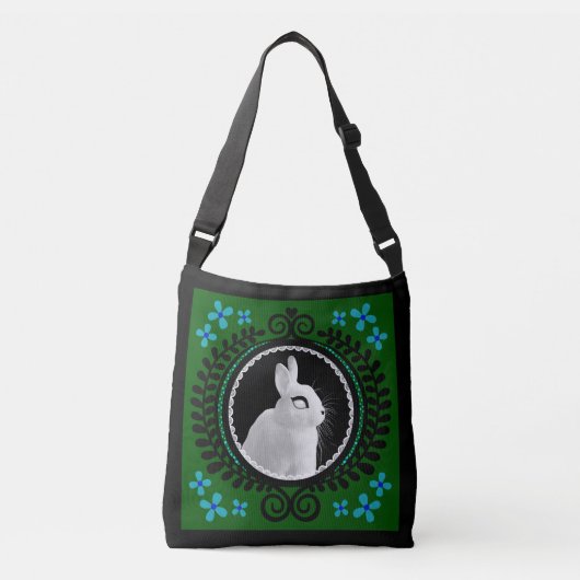 Vreemde witte konijn crossbody tas / schouder tote (Voorkant)