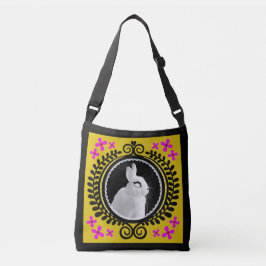 Vreemde witte konijn schoudertas / schoudertassen crossbody tas