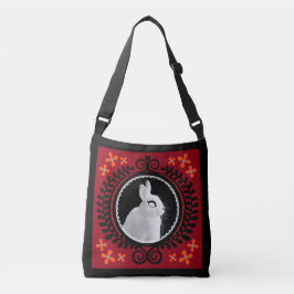 Vreemde witte konijn schoudertas / schoudertassen crossbody tas