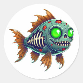 Vreemde Zombie Vis uit de Afgrond Ronde Sticker