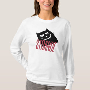 Vreemde zwarte kat, wit T-shirt voor vrouwen