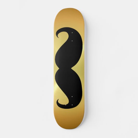 Vreemde zwarte snor tegen gouden achtergrond skateboard (Voorkant)