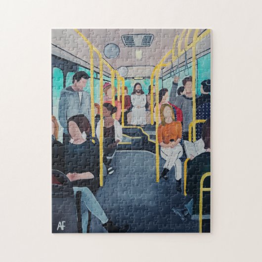 Vreemdeling in de Bus Schilderij van Alfred Fox Legpuzzel (Verticaal)