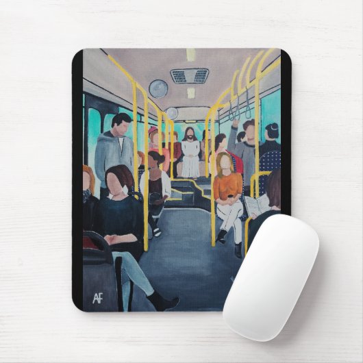 Vreemdeling in de Bus Schilderij van Alfred Fox Muismat (Met muis)