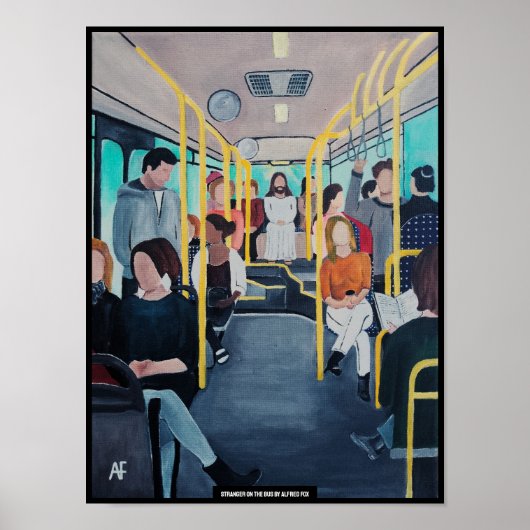 Vreemdeling in de Bus Schilderij van Alfred Fox Poster (Voorkant)