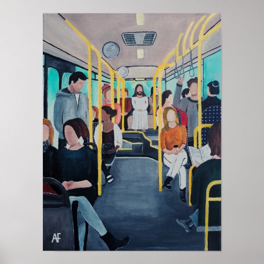 Vreemdeling in de bus Schilderij van Alfred Fox Poster (Voorkant)