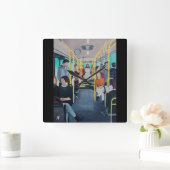 Vreemdeling in de bus Schilderij van Alfred Fox Vierkante Klok (Huis)