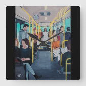 Vreemdeling in de bus Schilderij van Alfred Fox Vierkante Klok (Voorkant)