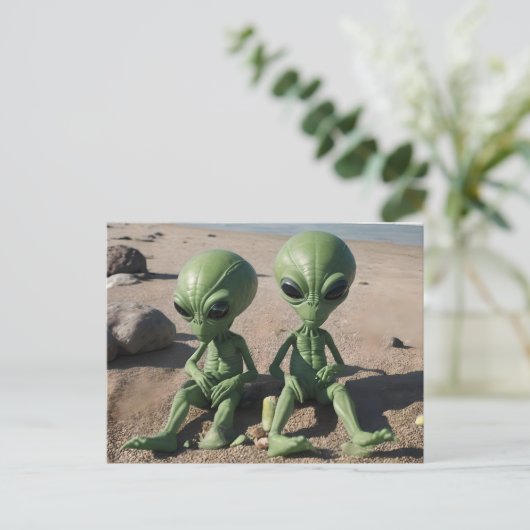 Vreemdelingen op het strand briefkaart (Staand voorkant)