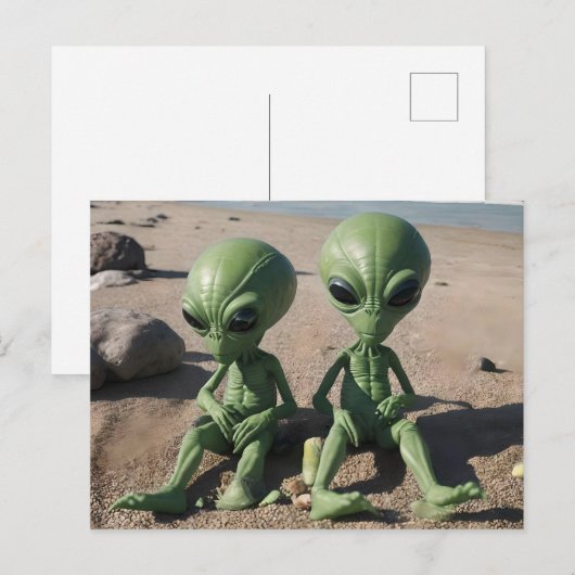 Vreemdelingen op het strand briefkaart (Voorkant / Achterkant)