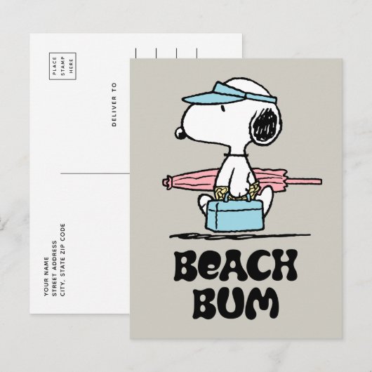 VREEMDEN | Beach Bum Snoopy Briefkaart (Voorkant / Achterkant)