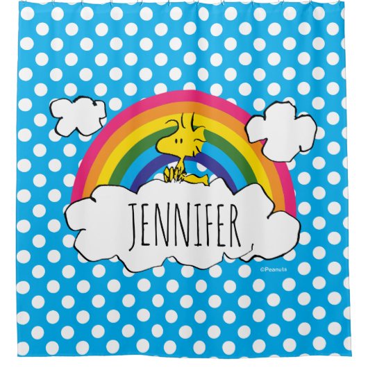 VREEMDEN | Rainbow Polka Dots van Woodstock Douchegordijn (Voorkant)