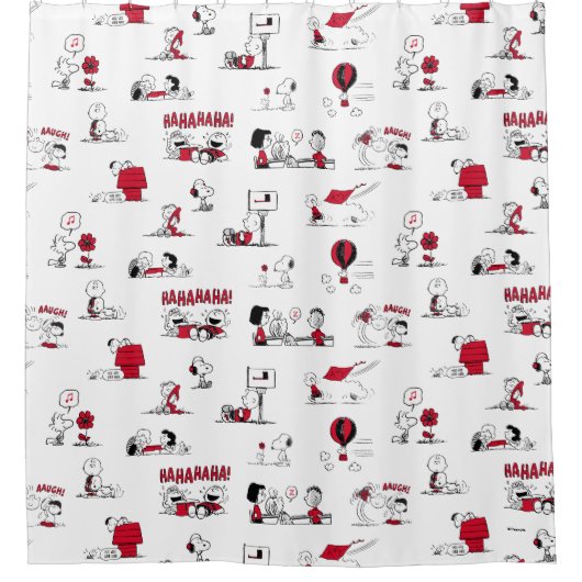 VREEMDEN | Rood en zwart patroon Douchegordijn (Voorkant)