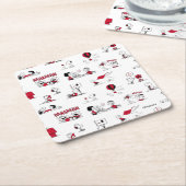 VREEMDEN | Rood en zwart patroon Kartonnen Onderzetters (Schuin)