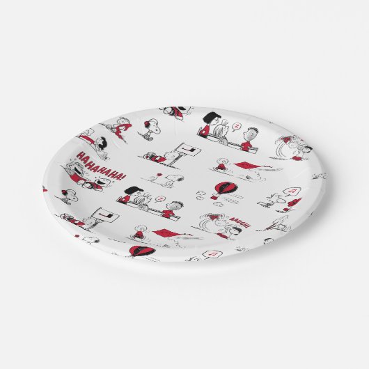 VREEMDEN | Rood en zwart patroon Papieren Bordje (Gekanteld)